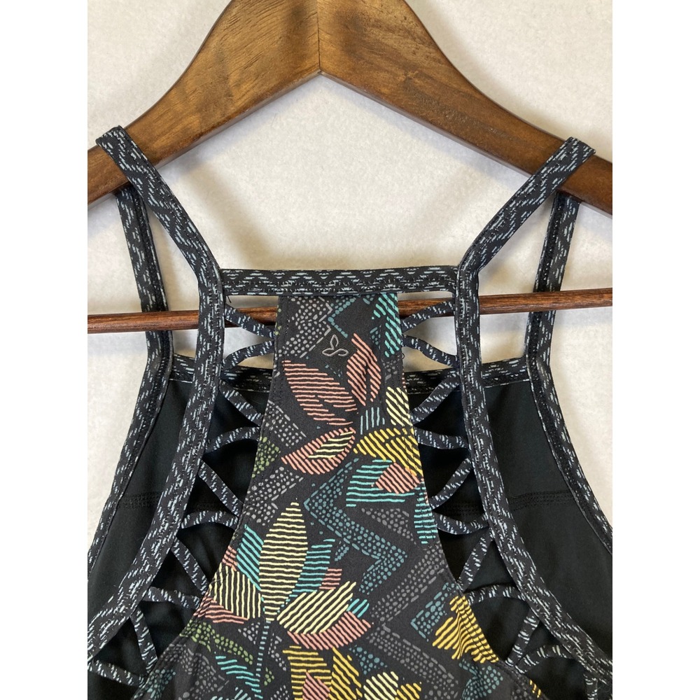 Boho Tropical‎ prAna Womens Small Black Floral Strappy Back Halter Mini Dress - Picture 5 of 9